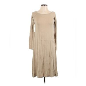 ATM Dropwaist Midi Dress Sz Small Tan Long Sleeve‎ Minimalist Neutral Fall Comfy